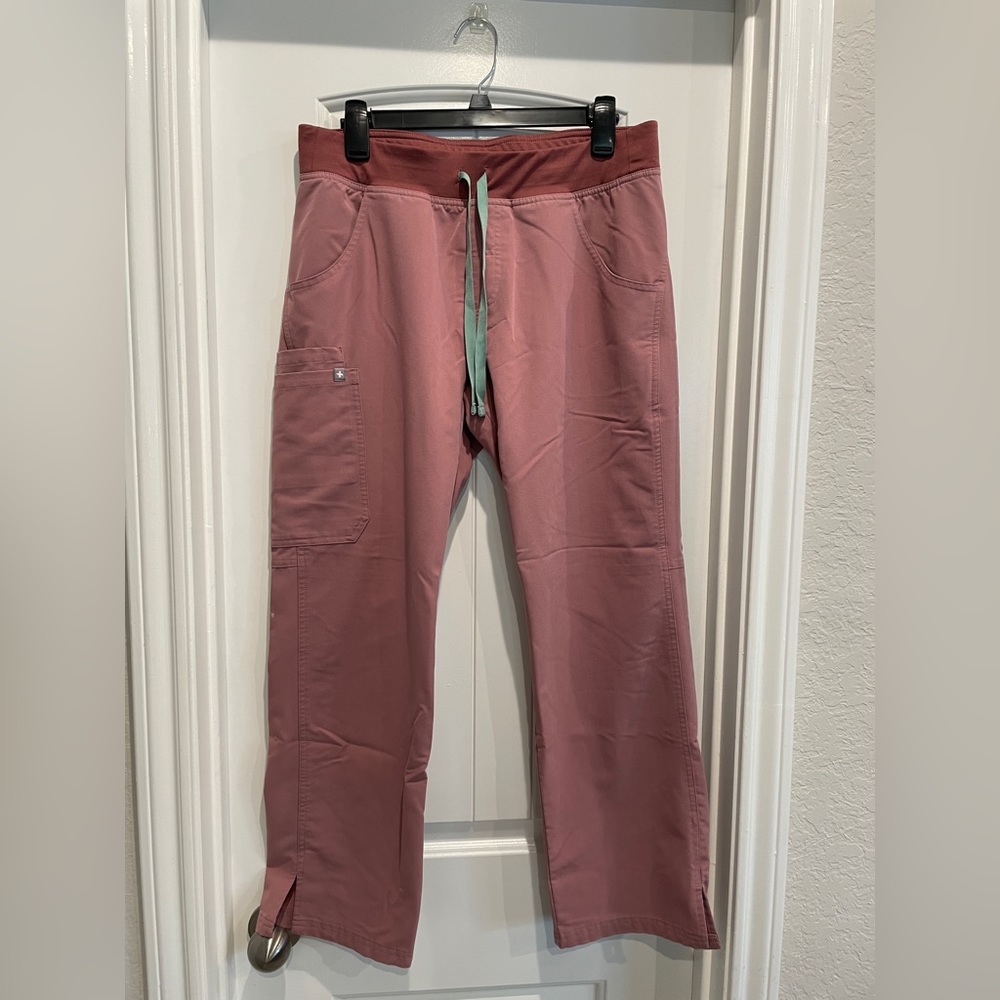 FIGS light pink Kade scrub bottoms, petite size.
